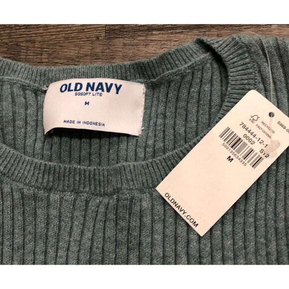 Old Navy Womens Rib Crew Neck Sweater Blue Size Medium New with Tags - Picture 2 of 6